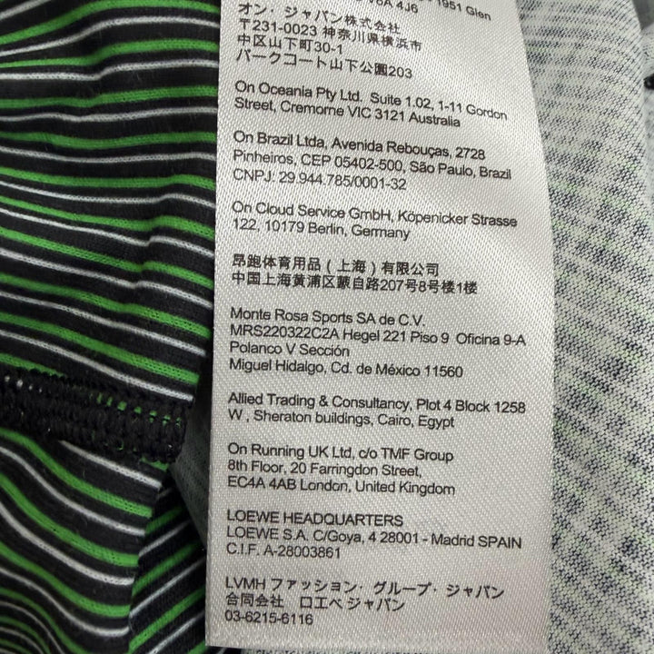 未使用品□LOEWE On ロエベ オン H929Y22X06 アクティブ ストライプ柄 ロゴ入り 半袖Ｔシャツ カットソー グリーン S 正規品 メンズ