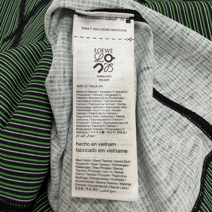 未使用品□LOEWE On ロエベ オン H929Y22X06 アクティブ ストライプ柄 ロゴ入り 半袖Ｔシャツ カットソー グリーン S 正規品 メンズ
