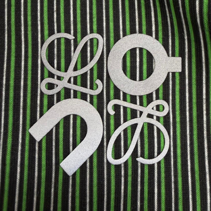未使用品□LOEWE On ロエベ オン H929Y22X06 アクティブ ストライプ柄 ロゴ入り 半袖Ｔシャツ カットソー グリーン S 正規品 メンズ