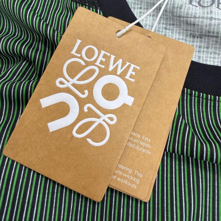 未使用品□LOEWE On ロエベ オン H929Y22X06 アクティブ ストライプ柄 ロゴ入り 半袖Ｔシャツ カットソー グリーン S 正規品 メンズ