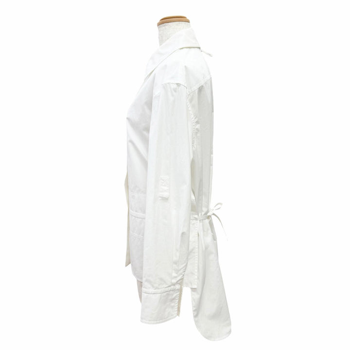 極美品△HERMES エルメス 23SS 3E0638DT カレーシュ コットン100％ ロゴボタン 長袖シャツ ホワイト 36 フランス製 レディース