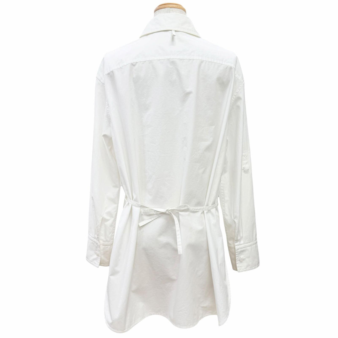 極美品△HERMES エルメス 23SS 3E0638DT カレーシュ コットン100％ ロゴボタン 長袖シャツ ホワイト 36 フランス製 レディース