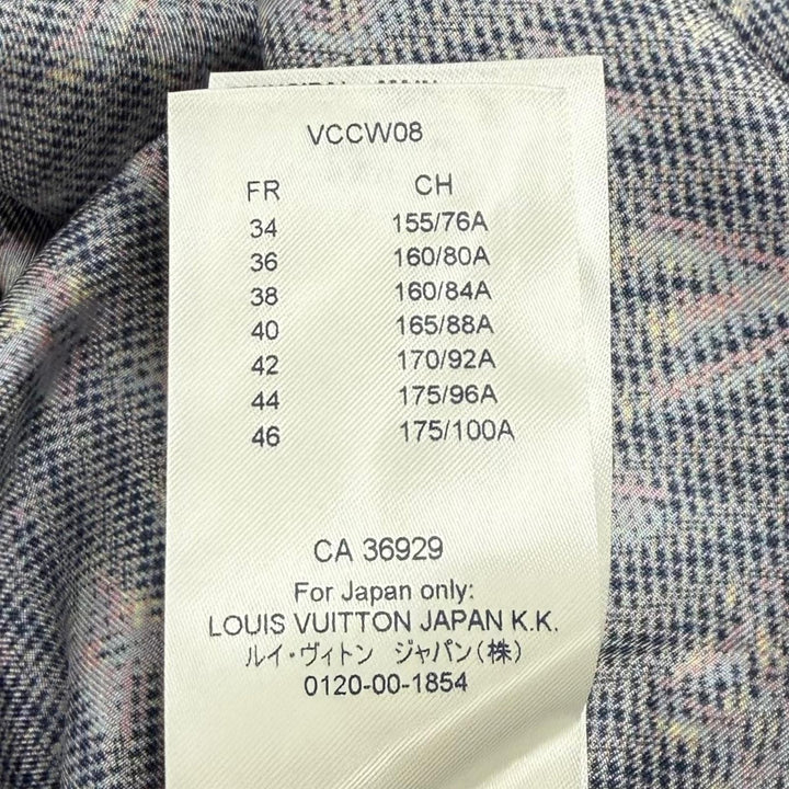 極美品★LOUIS VUITTON ルイヴィトン シルク100％ 3Dモノグラム ロゴボタン付き 長袖シャツ マルチ 36 イタリア製 正規品 レディース