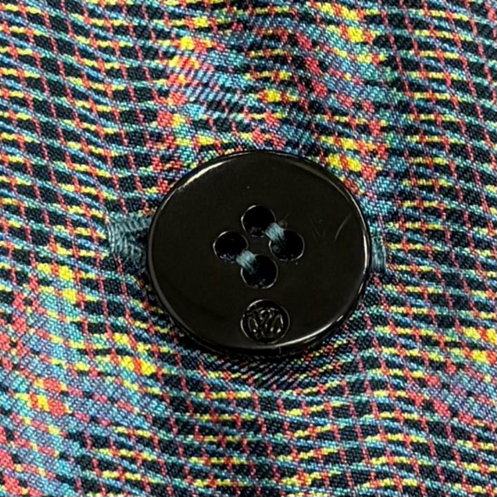 極美品★LOUIS VUITTON ルイヴィトン シルク100％ 3Dモノグラム ロゴボタン付き 長袖シャツ マルチ 36 イタリア製 正規品 レディース