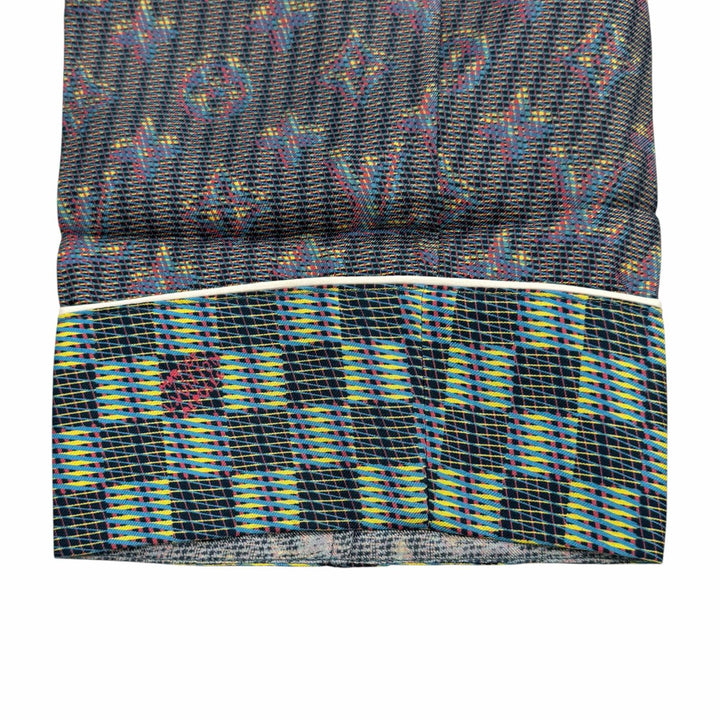 極美品★LOUIS VUITTON ルイヴィトン シルク100％ 3Dモノグラム ロゴボタン付き 長袖シャツ マルチ 36 イタリア製 正規品 レディース