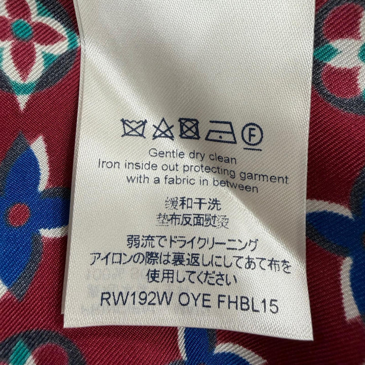 未使用品☆LOUIS VUITTON ルイヴィトン シルク100％ モノグラム 長袖シャツ ボルドー系 ネイビー系 34 イタリア製 正規品 レディース