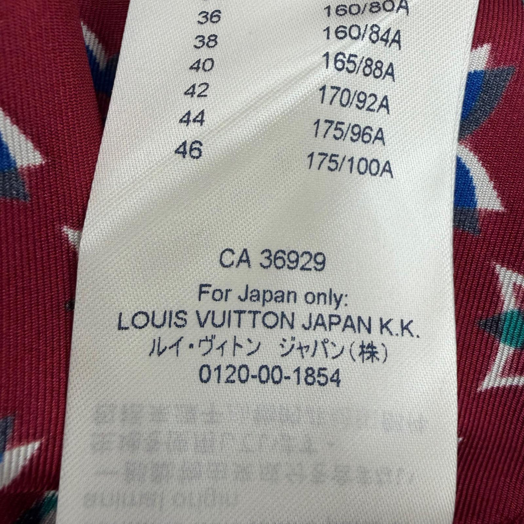 未使用品☆LOUIS VUITTON ルイヴィトン シルク100％ モノグラム 長袖シャツ ボルドー系 ネイビー系 34 イタリア製 正規品 レディース