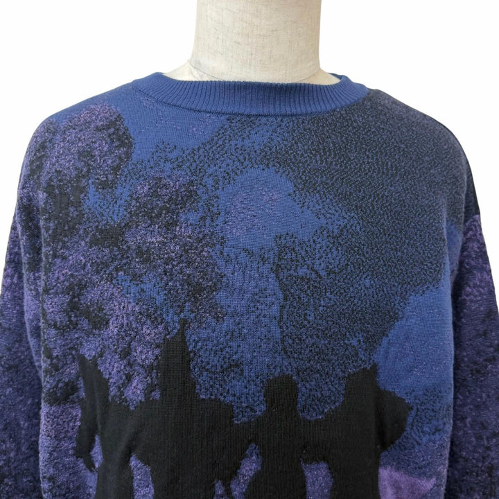 未使用品□LOUIS VUITTON ルイヴィトン オズの魔法使い ブリックロード Plain Rainbow セーター ネイビー パープル L イタリア製 正規品