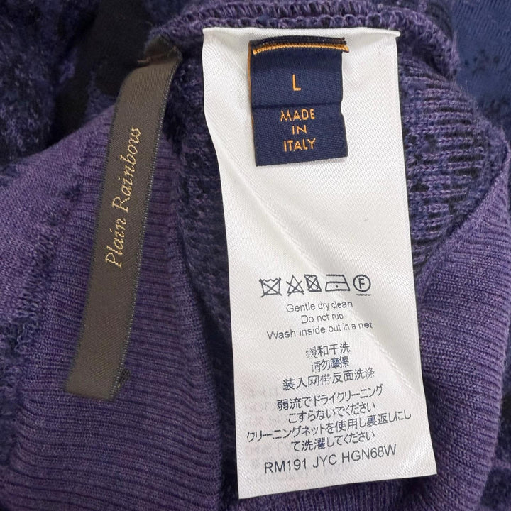 未使用品□LOUIS VUITTON ルイヴィトン オズの魔法使い ブリックロード Plain Rainbow セーター ネイビー パープル L イタリア製 正規品
