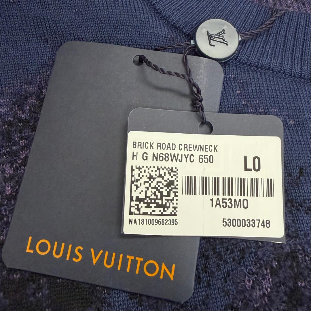 未使用品□LOUIS VUITTON ルイヴィトン オズの魔法使い ブリックロード Plain Rainbow セーター ネイビー パープル L イタリア製 正規品