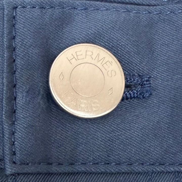 極美品□HERMES エルメス コットン セリエボタン クルードセル チノパンツ テーパードパンツ ネイビー 42 フランス製 メンズ オススメ