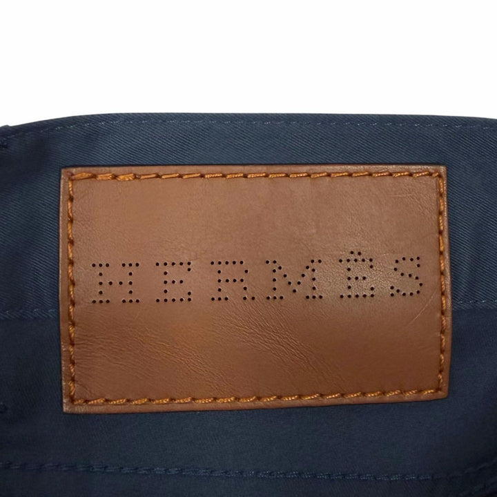 極美品□HERMES エルメス コットン セリエボタン クルードセル チノパンツ テーパードパンツ ネイビー 42 フランス製 メンズ オススメ