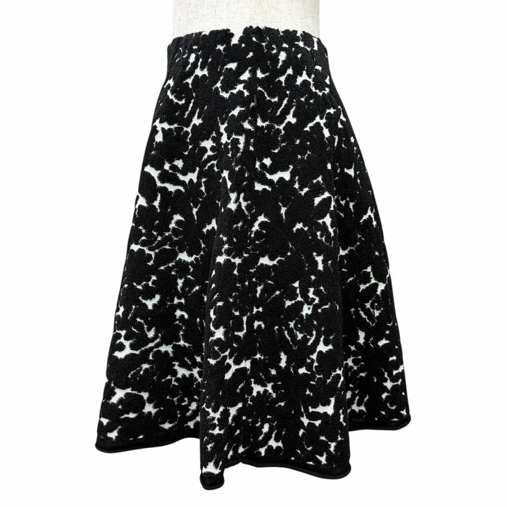 未使用品△LOUIS VUITTON ルイヴィトン 総柄 ジャガード ミニ フレアスカート ブラック ホワイト S イタリア製 正規品 レディース