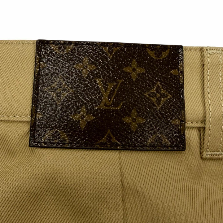 未使用品☆LOUIS VUITTON ルイヴィトン 24AW コットン100％ ロゴボタン ワイドパンツ ベージュ IT 40 イタリア製 正規品 レディース