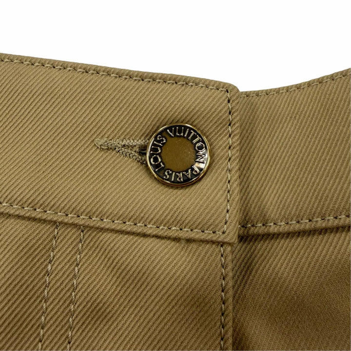 未使用品☆LOUIS VUITTON ルイヴィトン 24AW コットン100％ ロゴボタン ワイドパンツ ベージュ IT 40 イタリア製 正規品 レディース