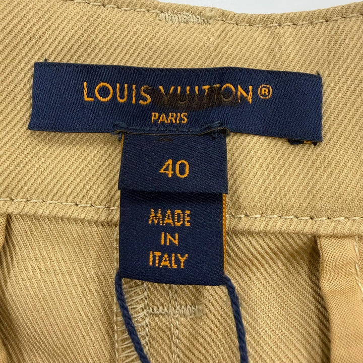 未使用品☆LOUIS VUITTON ルイヴィトン 24AW コットン100％ ロゴボタン ワイドパンツ ベージュ IT 40 イタリア製 正規品 レディース