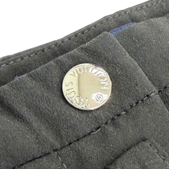 未使用品△LOUIS VUITTON ルイヴィトン 24AW シルク100％ LVロゴレザーパッチ ベルト付き サルエルパンツ ブラック 36 イタリア製 正規品