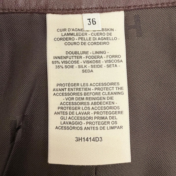未使用品△HERMES エルメス 3H1414D3 シルバー金具 チェーン付き サイドジップ ラムレザー ショートパンツ ダークブラウン 36 フランス製