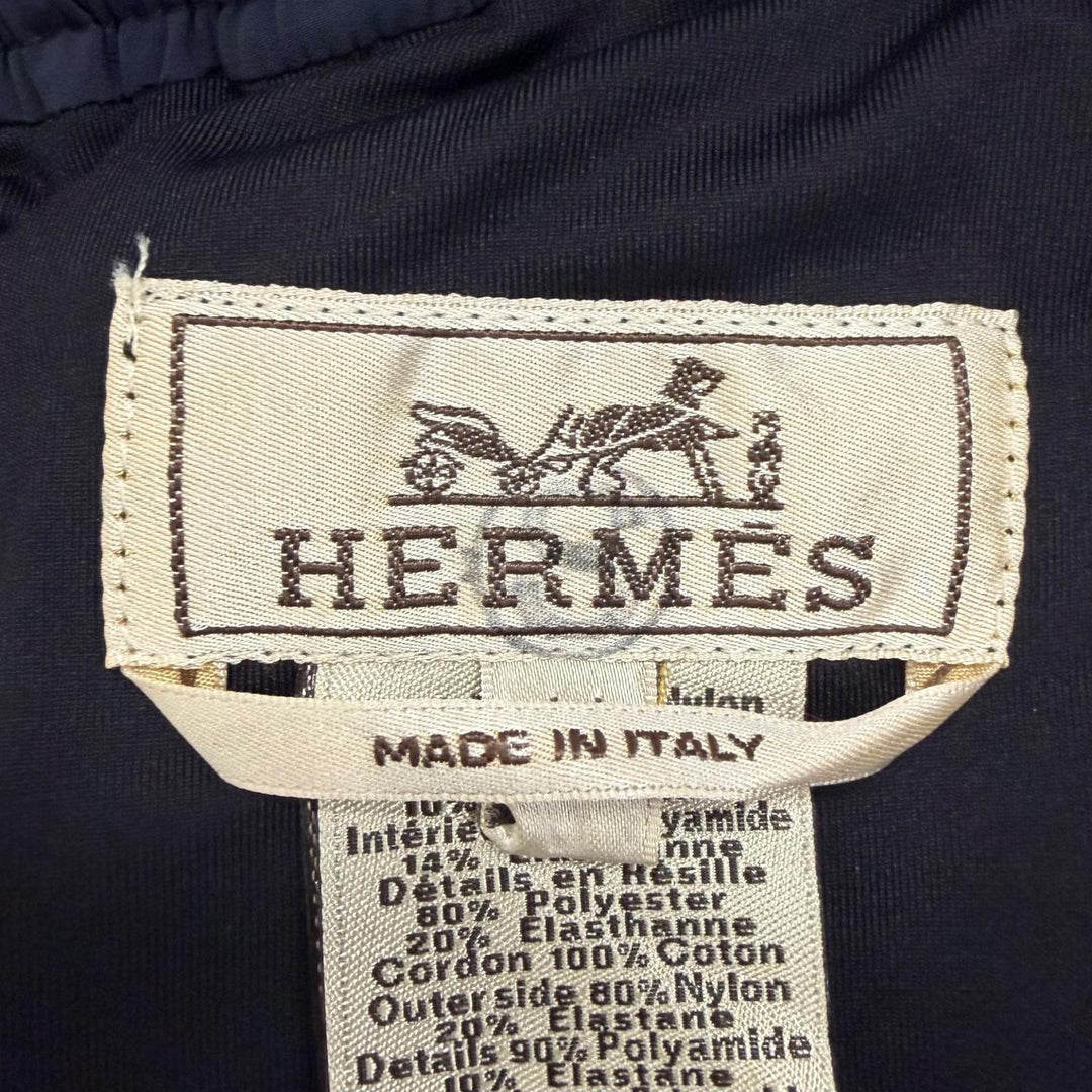 極美品□HERMES エルメス Hロゴジップ スイムショーツ ショートパンツ 水着 ネイビー IT 44 イタリア製 メンズ オススメ