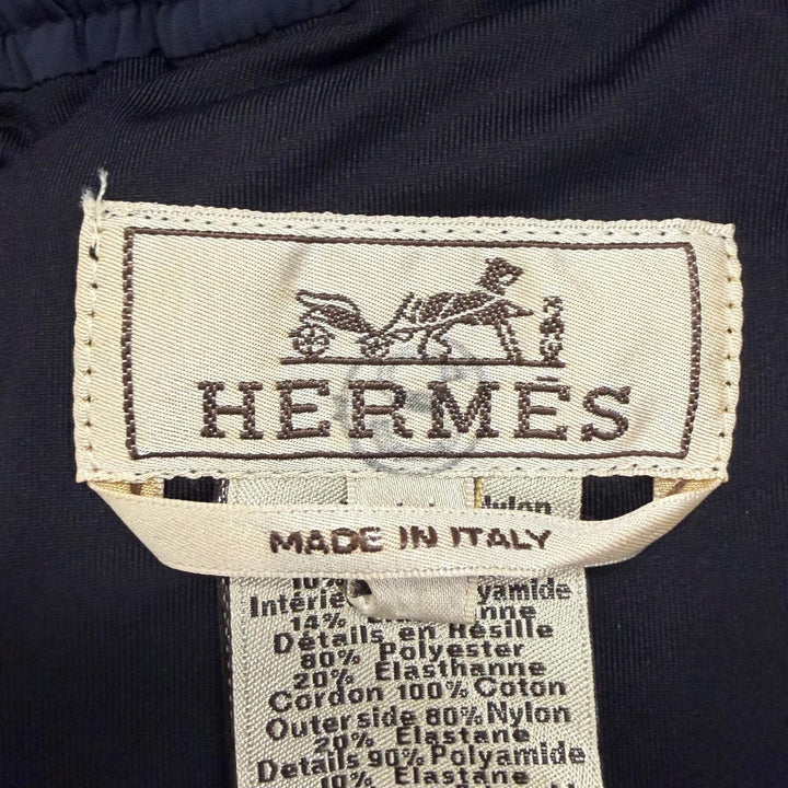 極美品□HERMES エルメス Hロゴジップ スイムショーツ ショートパンツ 水着 ネイビー IT 44 イタリア製 メンズ オススメ