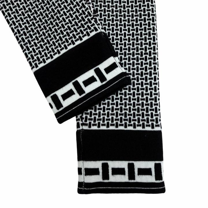 未使用品☆HERMES エルメス 2H2405DD H総柄 バージンウール ニット レギンス パンツ ブラック ホワイト 36 イタリア製 レディース