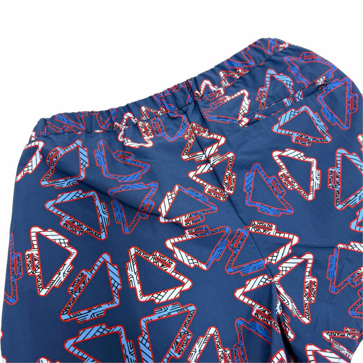 極美品☆HERMES エルメス 2E3404D9 総柄デザイン ウエストゴム・紐 ショートパンツ ネイビー 40 イタリア製 レディース