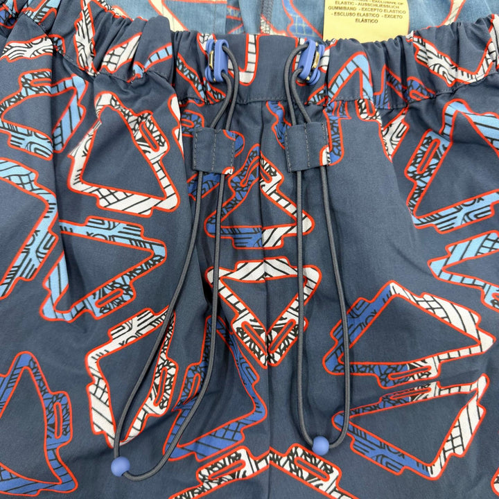 極美品☆HERMES エルメス 2E3404D9 総柄デザイン ウエストゴム・紐 ショートパンツ ネイビー 40 イタリア製 レディース