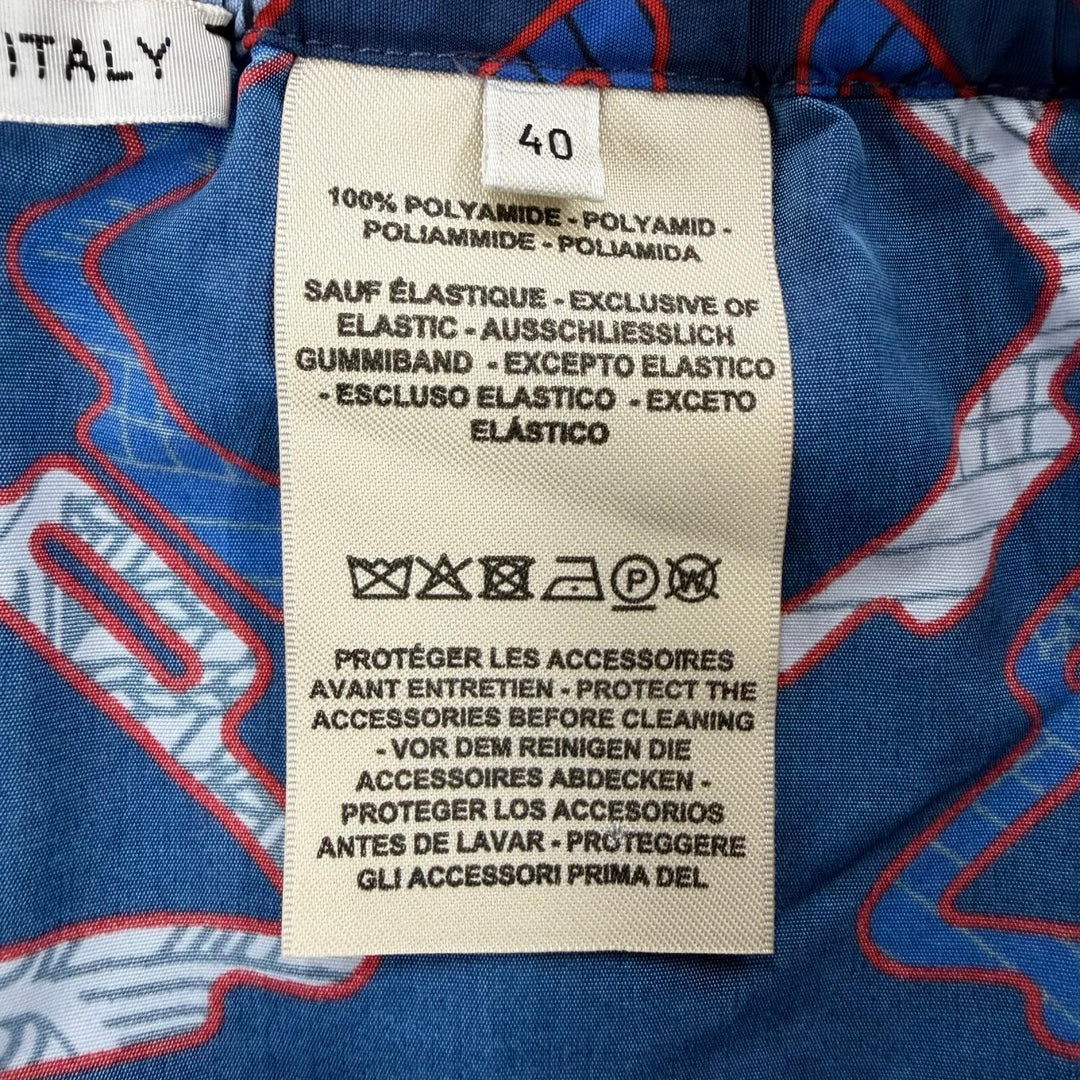 極美品☆HERMES エルメス 2E3404D9 総柄デザイン ウエストゴム・紐 ショートパンツ ネイビー 40 イタリア製 レディース