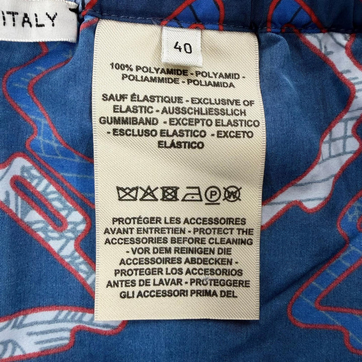 極美品☆HERMES エルメス 2E3404D9 総柄デザイン ウエストゴム・紐 ショートパンツ ネイビー 40 イタリア製 レディース