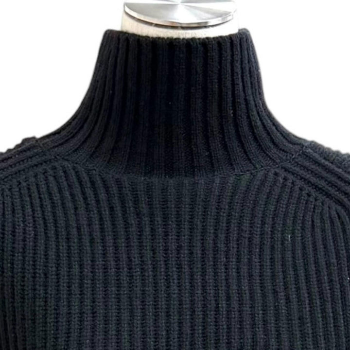 極美品★Sacai サカイ 23-06923 ウール100％ 切替デザイン ハイネック 長袖 ニットワンピース ブラック 2 正規品 レディース