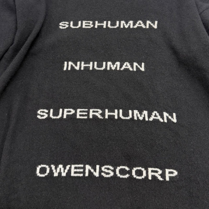 極美品★Rick Owens リックオウエンス RR02B2671-WSBRS カシミヤ ウール混 英字デザイン 長袖 ニット ワンピース ブラック M イタリア製