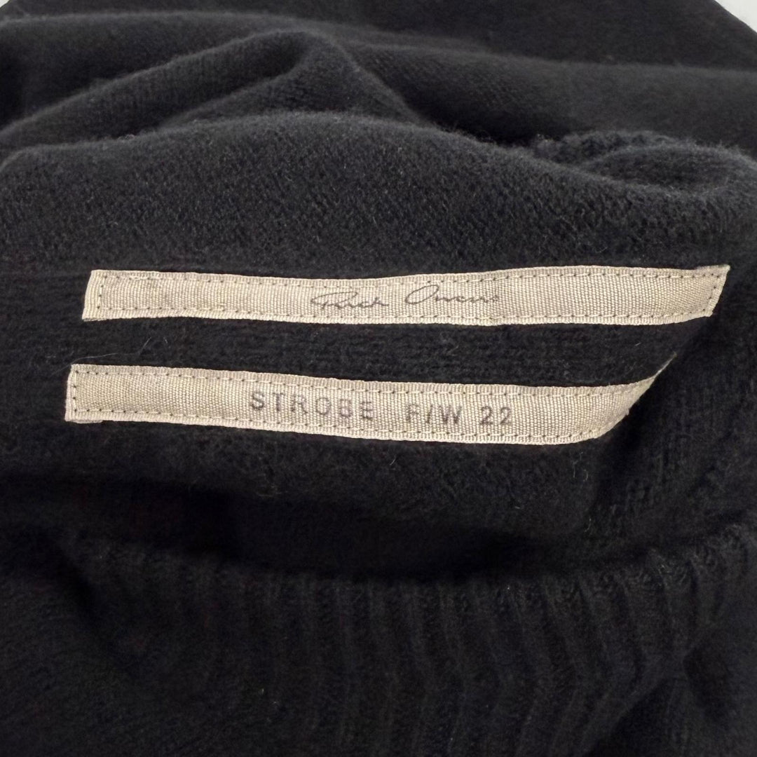 極美品★Rick Owens リックオウエンス RR02B2671-WSBRS カシミヤ ウール混 英字デザイン 長袖 ニット ワンピース ブラック M イタリア製