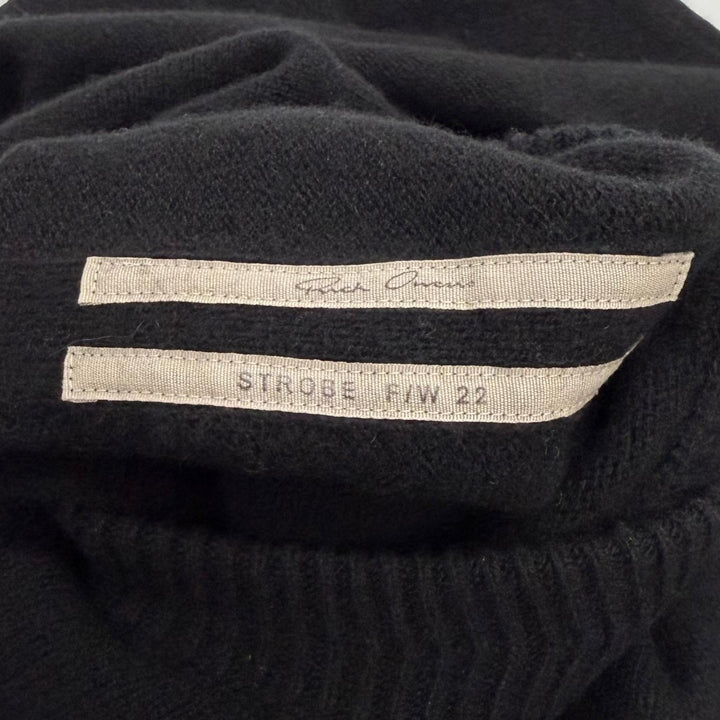 極美品★Rick Owens リックオウエンス RR02B2671-WSBRS カシミヤ ウール混 英字デザイン 長袖 ニット ワンピース ブラック M イタリア製