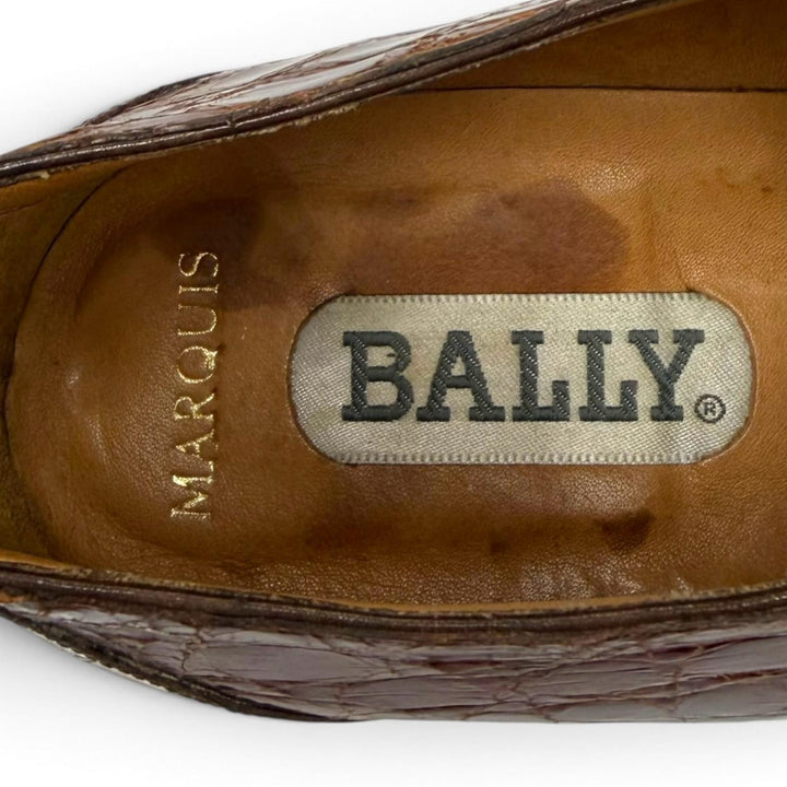 【ドンドン見直し】美品 ▼BALLY バリー クロコダイル キャップトゥ ストレートチップ レースアップ 革靴 レザーシューズ ブラウン 27.5