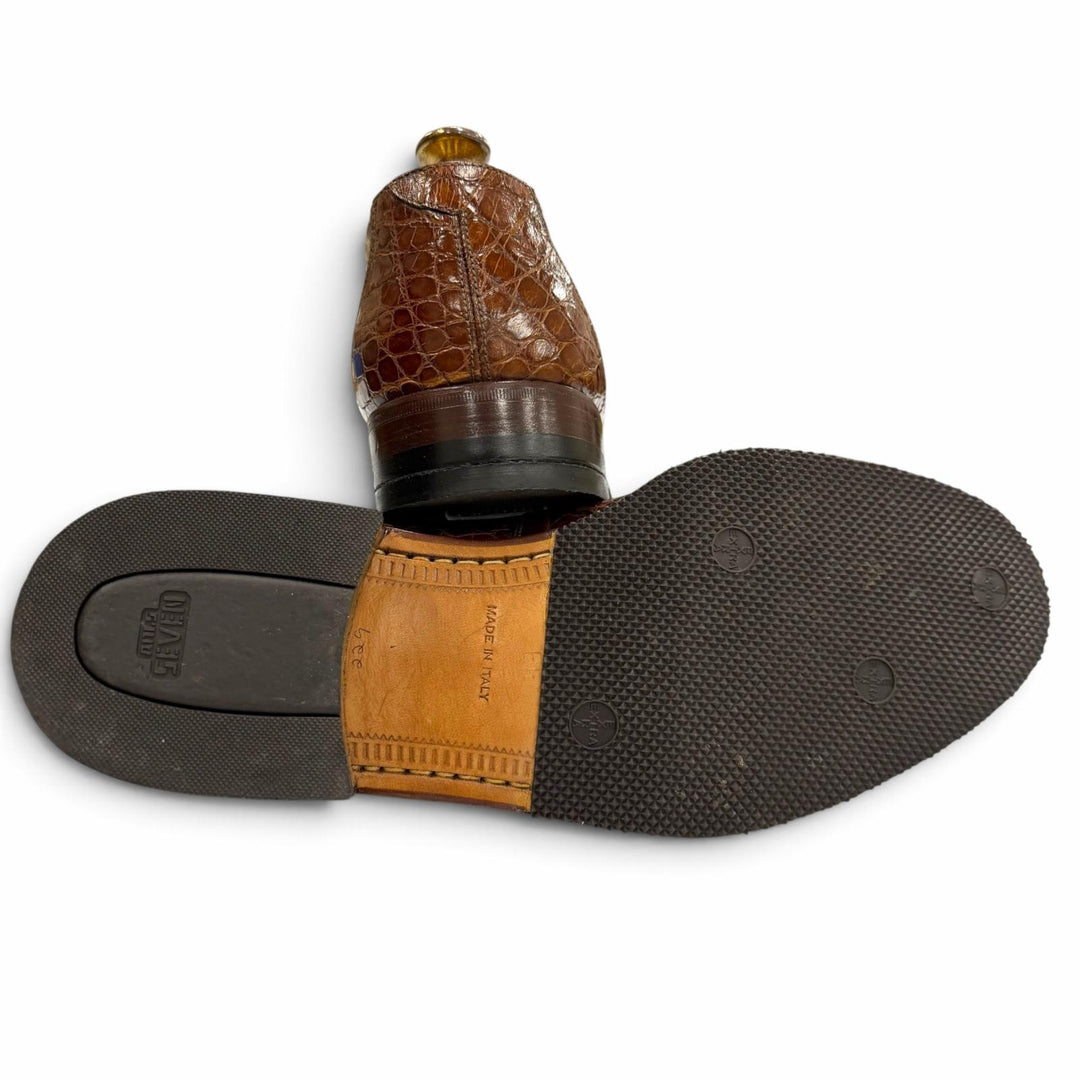 【ドンドン見直し】美品 ▼BALLY バリー クロコダイル キャップトゥ ストレートチップ レースアップ 革靴 レザーシューズ ブラウン 27.5