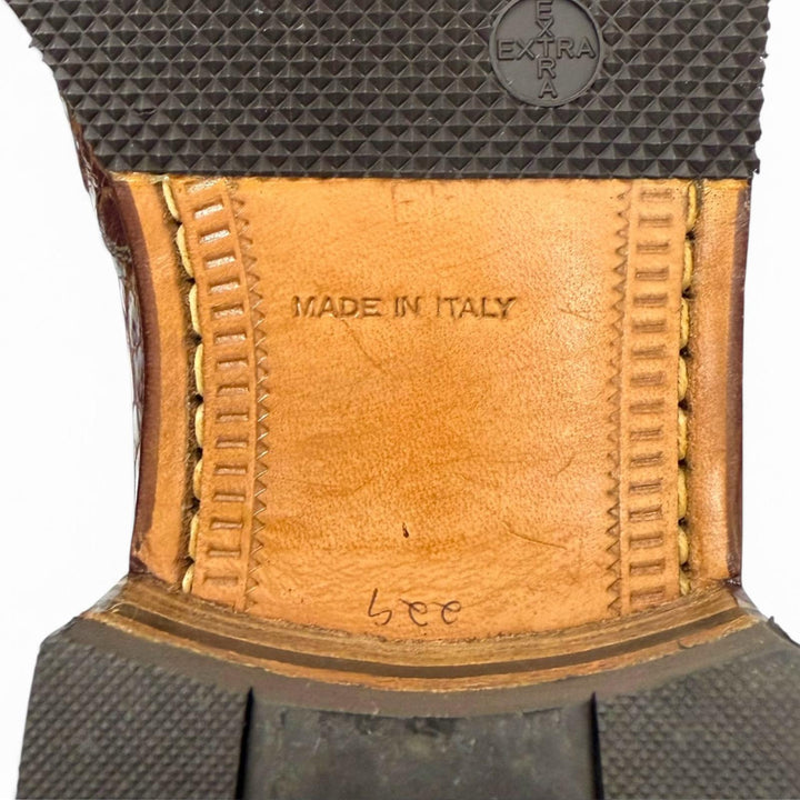 【ドンドン見直し】美品 ▼BALLY バリー クロコダイル キャップトゥ ストレートチップ レースアップ 革靴 レザーシューズ ブラウン 27.5