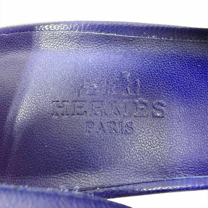 美品☆HERMES エルメス 241136Z アンティム55 バックストラップ レザー パンプス パープル 35.5 イタリア製 レディース 保存袋付き