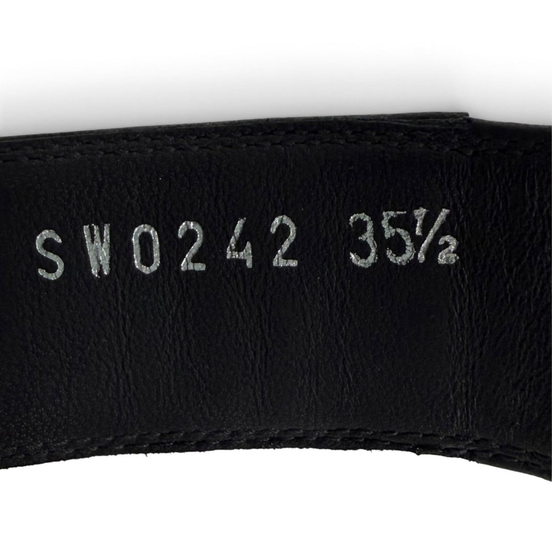 美品☆LOUIS VUITTON ルイヴィトン ステラーライン パテントレザー LVロゴ アンクルストラップ サンダル ブラック 35.5 イタリア製