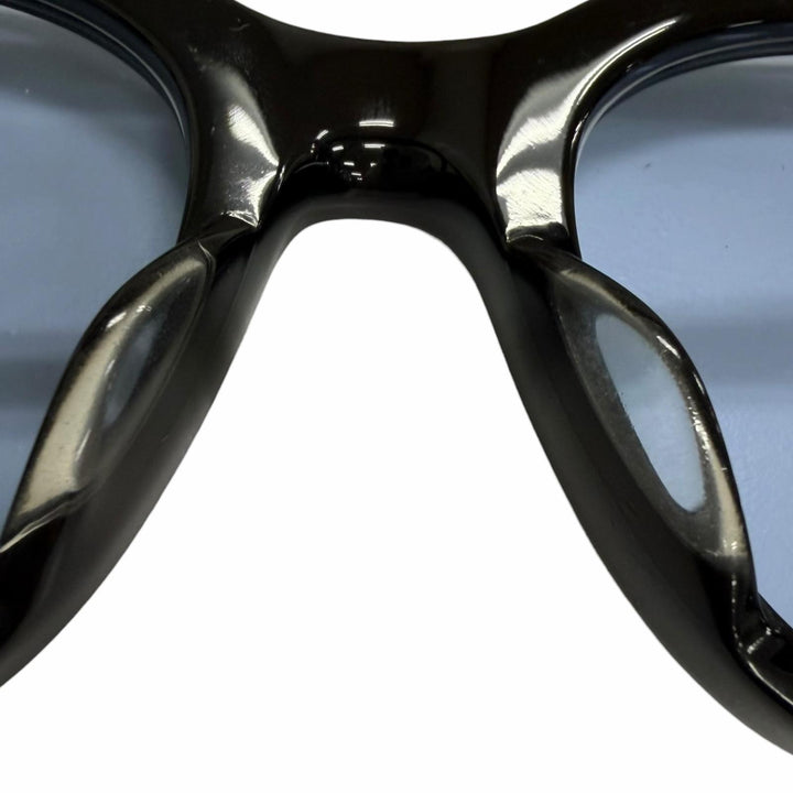 美品□CHROME HEARTS クロムハーツ TRESTICLES 一部SV925 サングラス ブラック ゴールド ブルーレンズ 53□19-151 度なし 日本製 重量33g