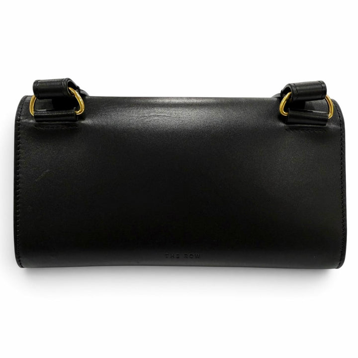 極美品☆THE ROW ザロウ W1747 L42 BELT FLAP BAG ロゴ刻印 ショルダーバッグ ブラック イタリア製 レディース 保存袋付き