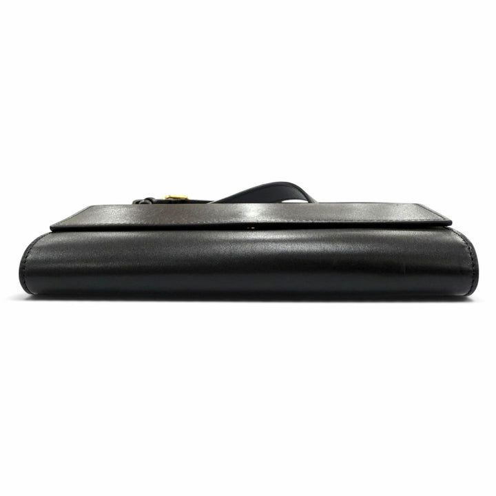 極美品☆THE ROW ザロウ W1747 L42 BELT FLAP BAG ロゴ刻印 ショルダーバッグ ブラック イタリア製 レディース 保存袋付き