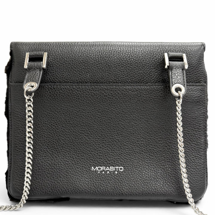 極美品□MORABITO モラビト Vendome Bis Pochette ヴァンドームビス・ポシェット レザー ミンク ショルダーバッグ ブラック イタリア製