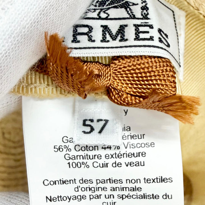 極美品△HERMES エルメス Chapeau Isola ラフィア100％ レザー使い ナチュラル ゴールド イゾラハット ストローハット 帽子 57 正規品