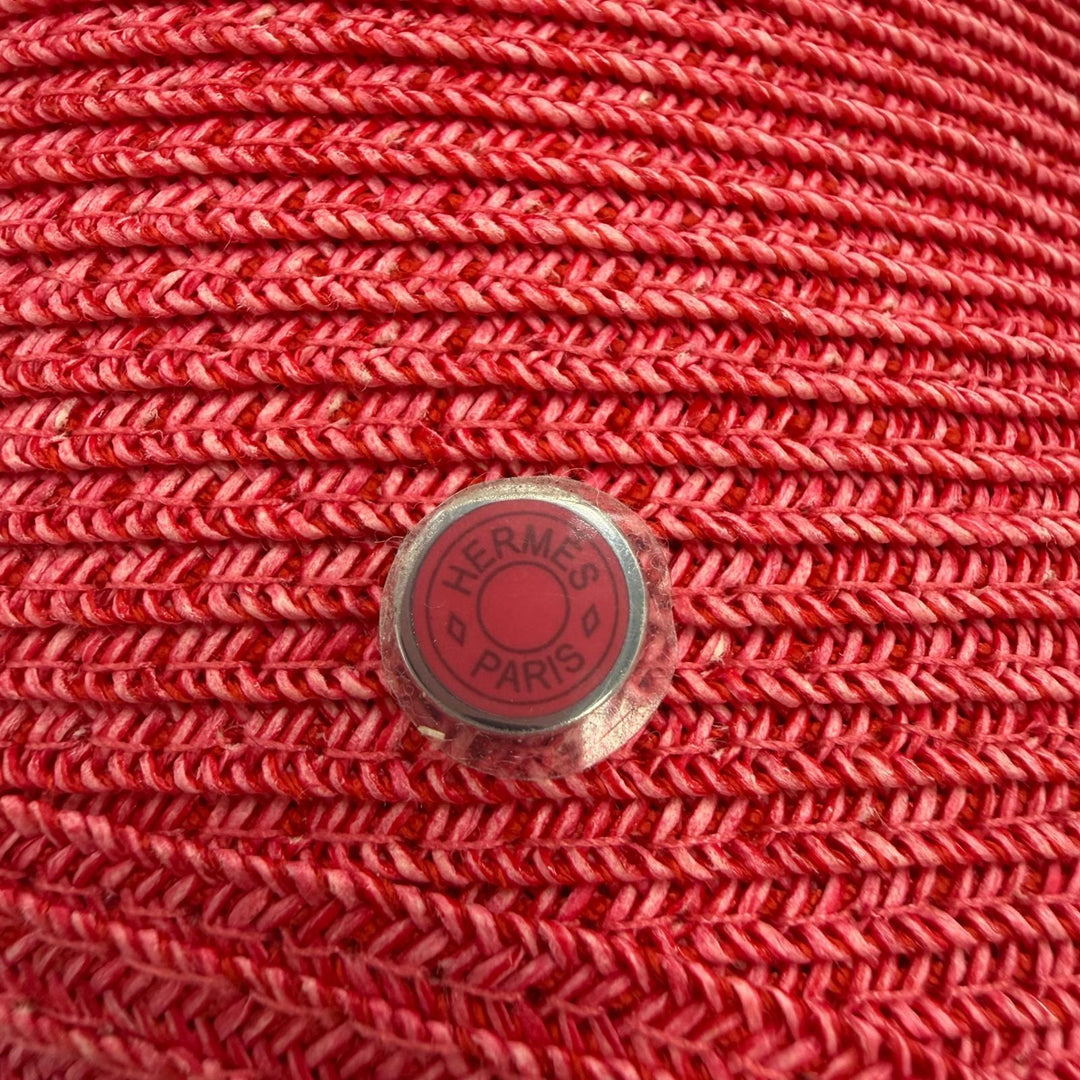 未使用品☆HERMES エルメス EMMA エマ ゼラニウム/ローズ/オレンジ セリエ金具 麦わら帽子 ハット 58 イタリア製 正規品 レディース