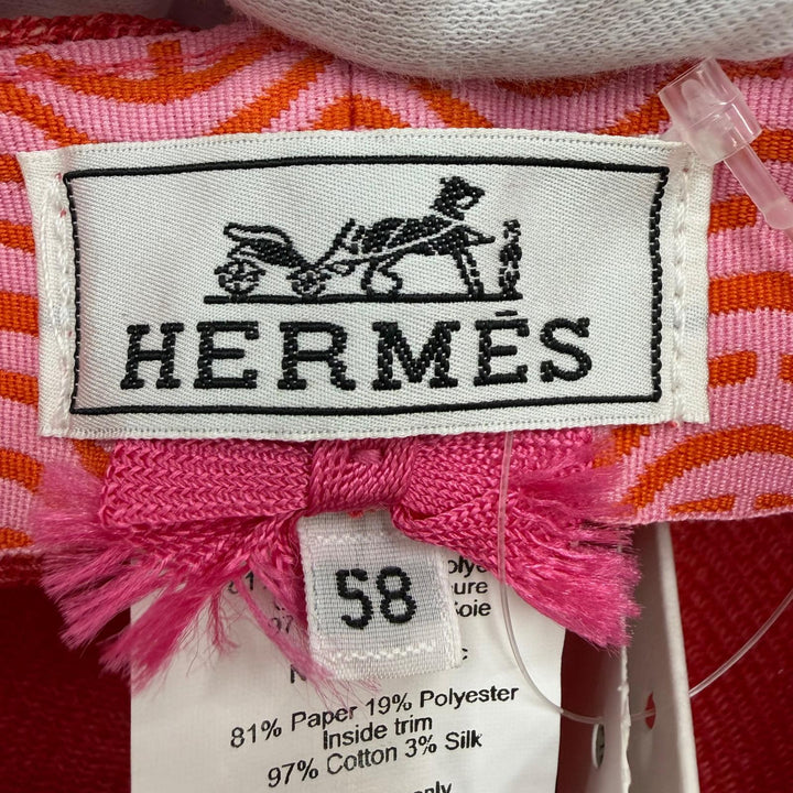 未使用品☆HERMES エルメス EMMA エマ ゼラニウム/ローズ/オレンジ セリエ金具 麦わら帽子 ハット 58 イタリア製 正規品 レディース
