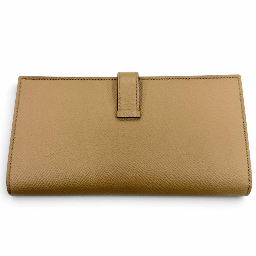 極美品☆HERMES エルメス ベアンスフレ ヴェルソ ヴォーエプソン チャイ モーヴシルベストル シルバー金具 長財布 U刻印 仏製 箱付