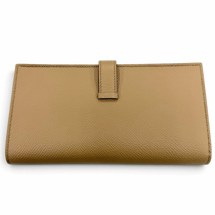 極美品☆HERMES エルメス ベアンスフレ ヴェルソ ヴォーエプソン チャイ モーヴシルベストル シルバー金具 長財布 U刻印 仏製 箱付