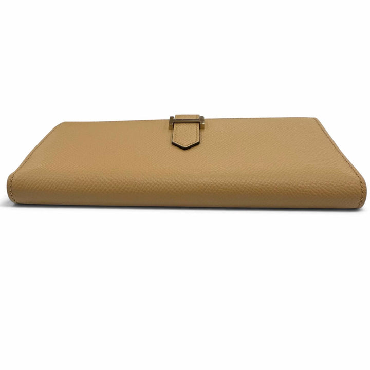 極美品☆HERMES エルメス ベアンスフレ ヴェルソ ヴォーエプソン チャイ モーヴシルベストル シルバー金具 長財布 U刻印 仏製 箱付