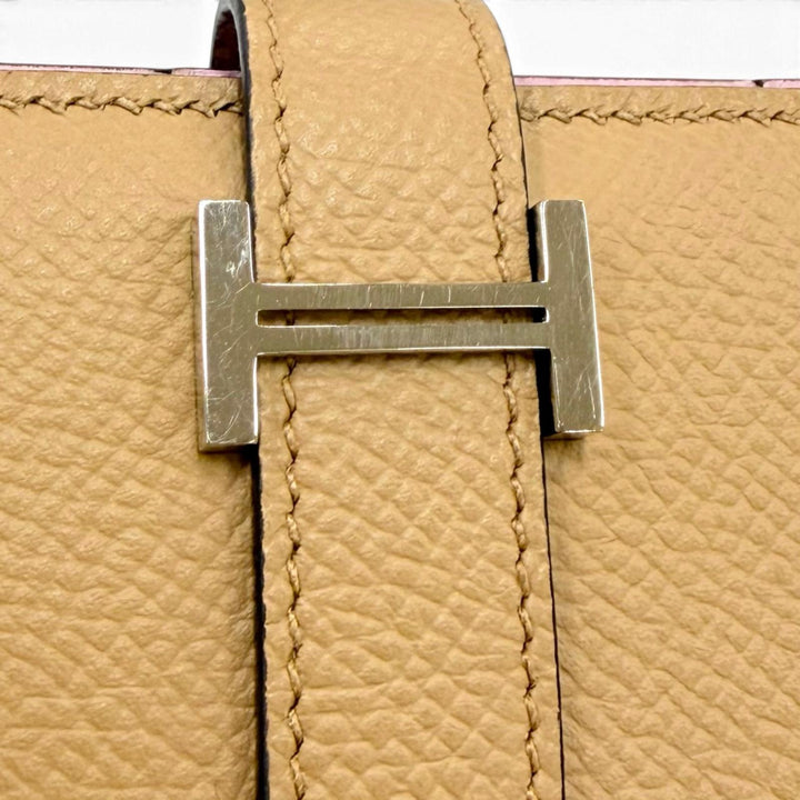 極美品☆HERMES エルメス ベアンスフレ ヴェルソ ヴォーエプソン チャイ モーヴシルベストル シルバー金具 長財布 U刻印 仏製 箱付