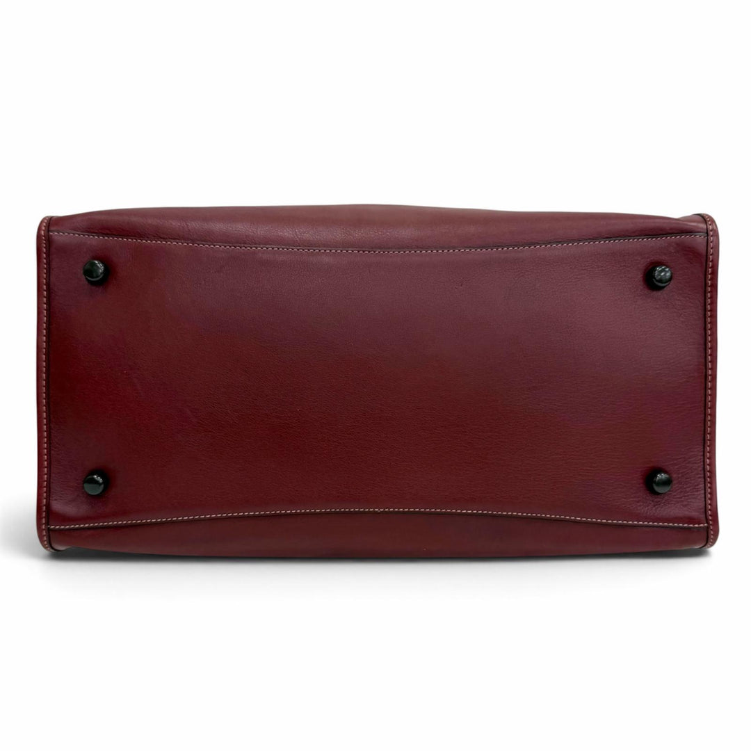 極美品△COACH コーチ CC097 フィールド トート 40 ウィズ コーチ バッジ レザー 2WAY 大型 トートバック ショルダーバッグ ワイン 袋付き